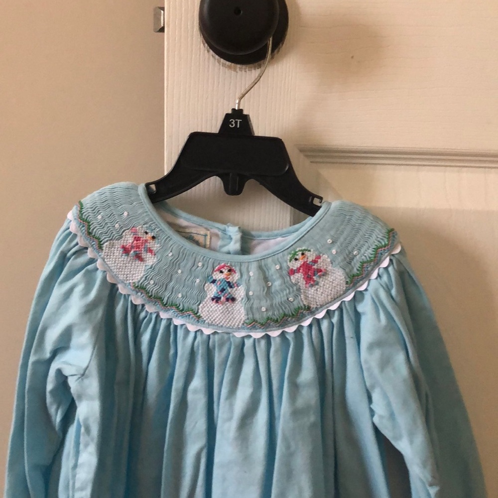 Girls 4t smocked snowman dress